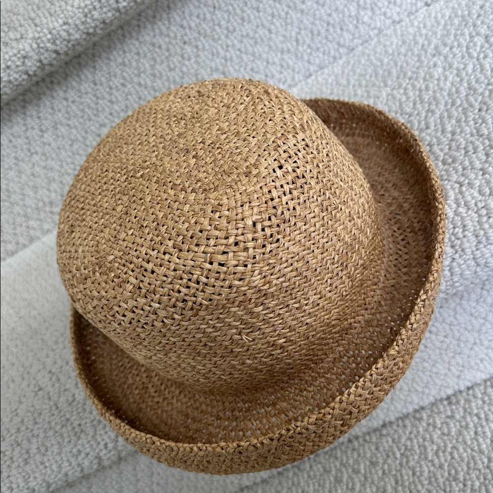 Importina Straw Hat with Brown Blue Flower Accent - Picture 7 of 11